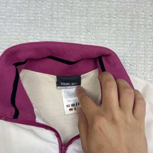 Y2K Retro Reebok Pink / White Windbreaker Jacket Woman Small Full Zip VTG - Picture 3 of 15